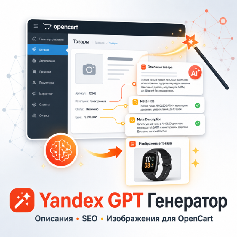 Генератор текстов и описаний для OpenCart — модуль Yandex GPT